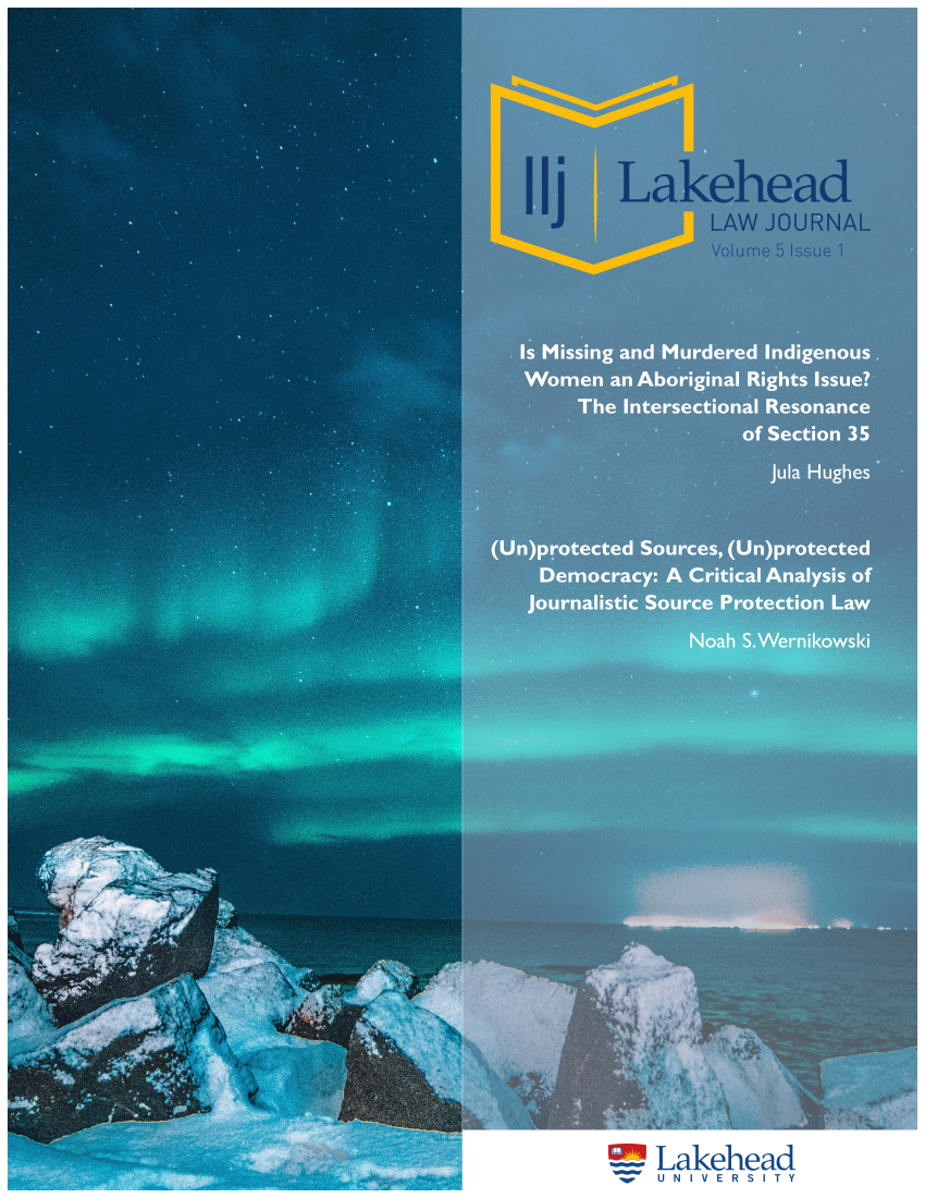 					View Vol. 5 No. 1 (2022): Lakehead Law Journal
				